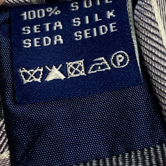 FAÇONNABLE Faconnable Men’s Silk Tie Necktie Diagonal Stripes Gray Blue White - Picture 4 of 6